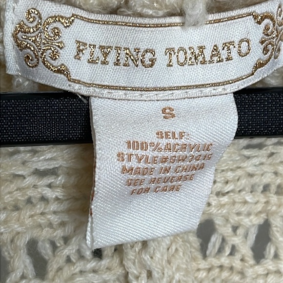 Flying Tomato Lace Sweater Vest Cardigan Ivory Women's Sleeveless Size Small - Picture 11 of 12